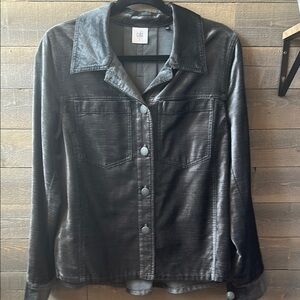 CAbi Brushed Charcoal Button Down Classic Style Top